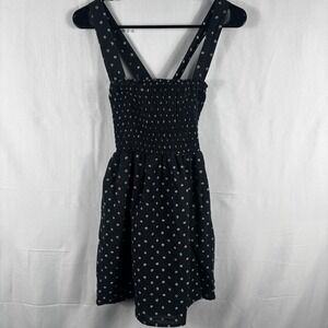 American Eagle Smocked Cross Back Floral Mini Dress Black Small